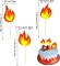10 PACK Fire Truck Cake Topper, Fire Truck Birthday Party Supplies, Fire Cake Pick Fire Flame Cake Decorations, Paper Cards and Wooden Sticks Fake Campfire, Fire Truck Party Supplies